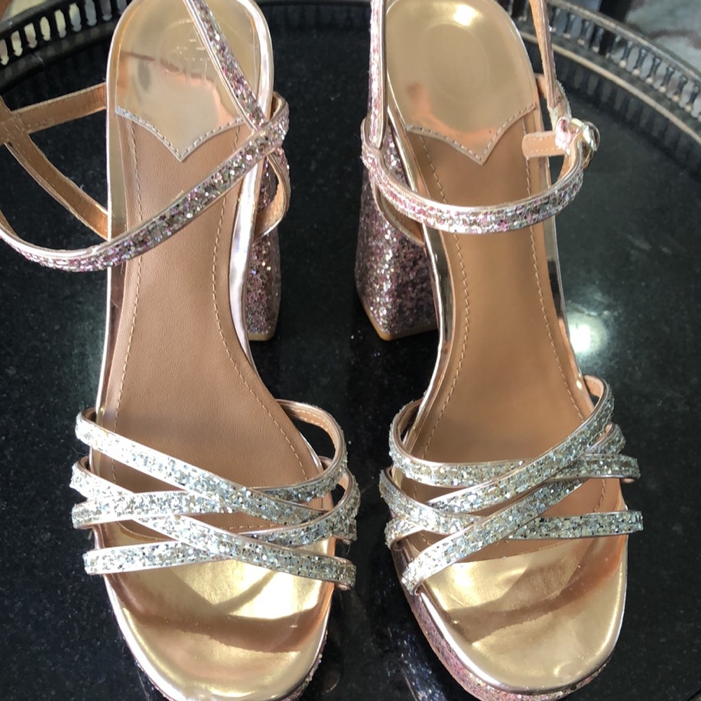 ASH pink copper platform strappy sandals Glitter Size 9 US 40 UK/Eur - Picture 8 of 14
